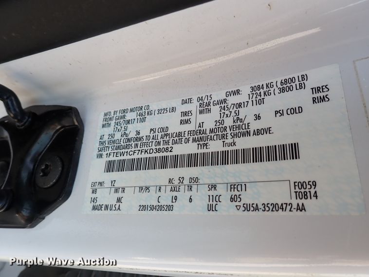 image for item DN1810 2015 Ford F150 XLT  SuperCrew pickup truck