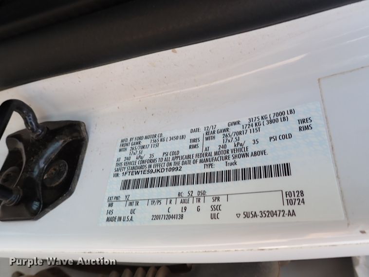 image for item DN1814 2018 Ford F150 XLT  SuperCrew pickup truck