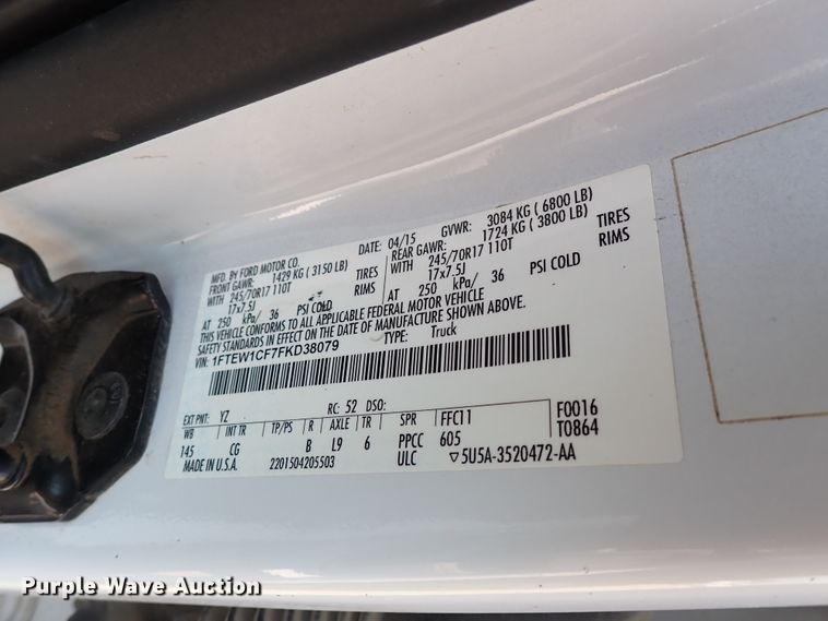 image for item DN1829 2015 Ford F150 XL  SuperCrew pickup truck