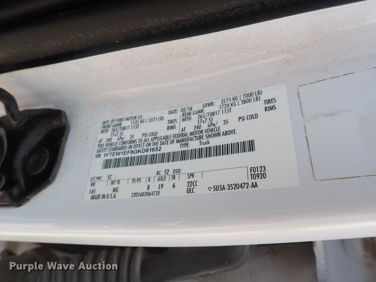 image for item DN1830 2016 Ford F150 XL  SuperCrew pickup truck