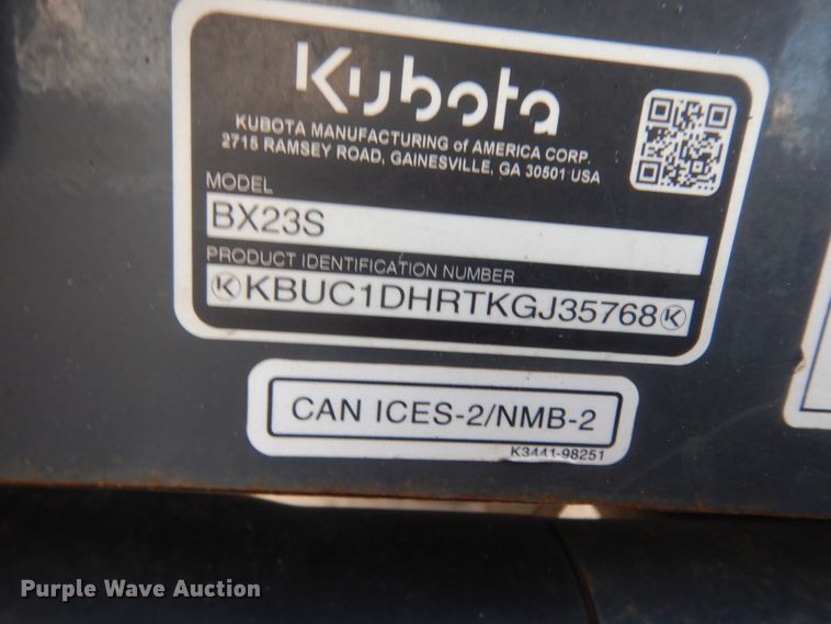 image for item ED9763 2017 Kubota BX23S  MFWD tractor