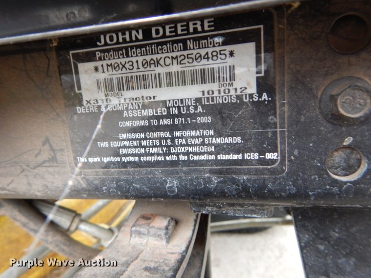 image for item HF9241 John Deere X310  lawn mower