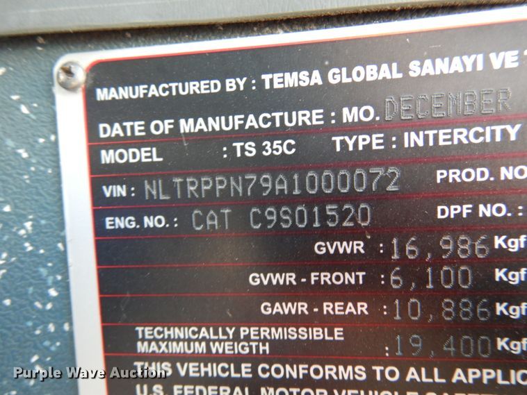 image for item II9645 2010 Temsa TS35  coach bus