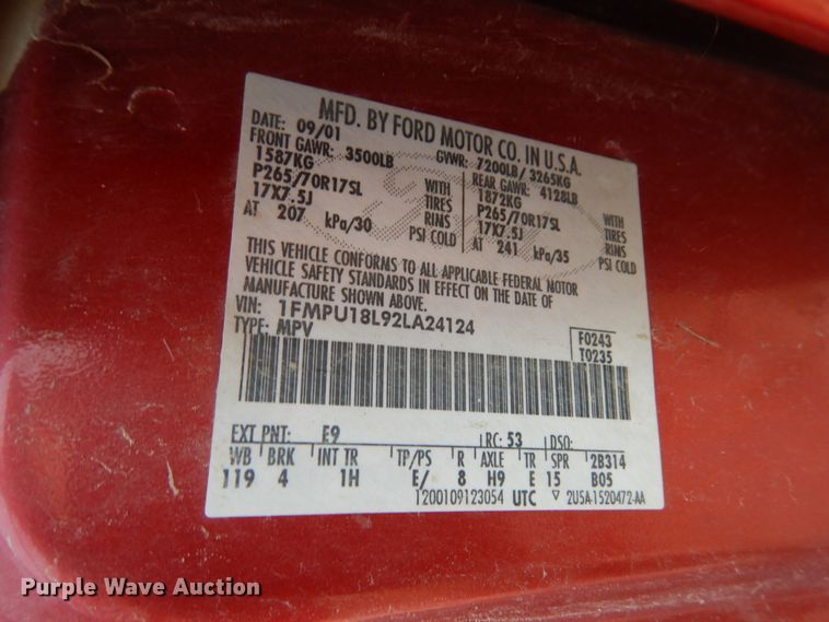 image for item II9661 2002 Ford Expedition Eddie Bauer  SUV