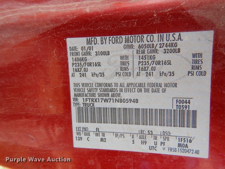 image for item II9662 2001 Ford F150  SuperCab pickup truck