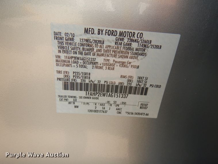 image for item IL9901 2010 Ford Taurus SEL