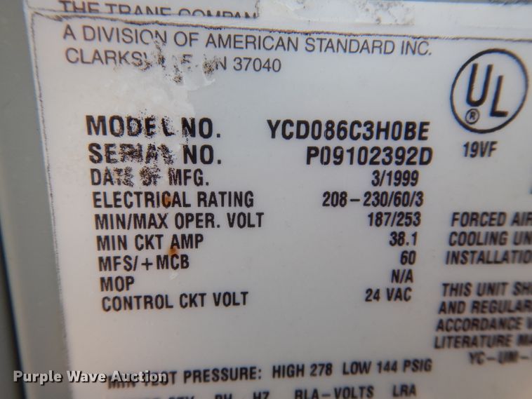 image for item IN9818 1999 Trane  AC unit