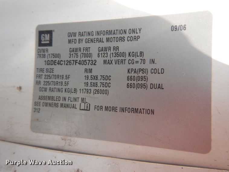 image for item JI9564 2007 GMC 4500  flatbed truck