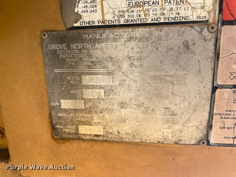 image for item KK9659 Grove AMZ 68XT  boom lift