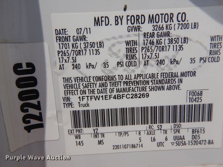 image for item KU9431 2011 Ford F150 XLT  SuperCrew pickup truck