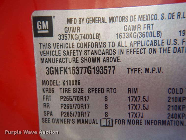 image for item KW9917 2007 Chevrolet Suburban LT  SUV