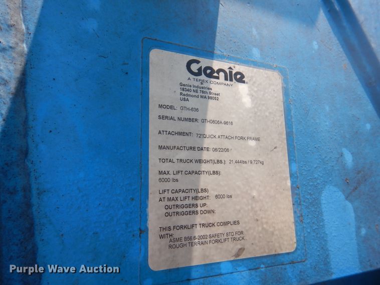 image for item DC2005 2006 Genie GTH-636  telehandler