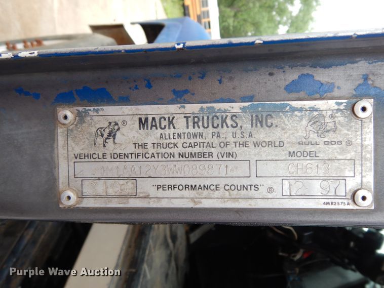 image for item DC2123 1998 Mack CH613  dump truck