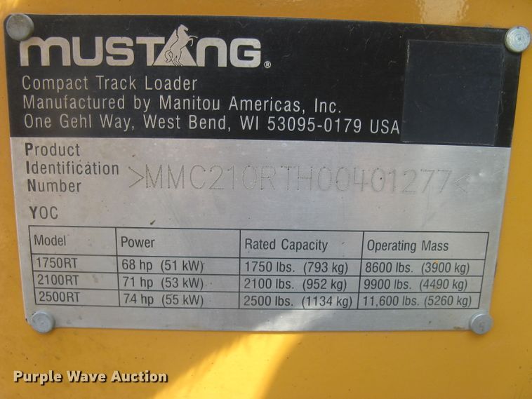 image for item DG5289 2017 Mustang 2100RT NXT3  skid steer loader