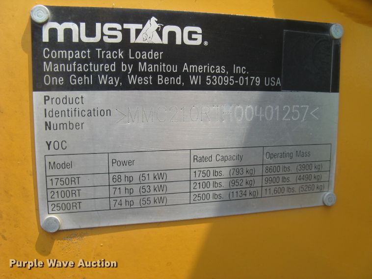 image for item DG5290 2017 Mustang 2100RT NXT3  skid steer loader