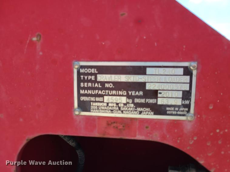 image for item DI6096 2010 Takeuchi TL240  tracked skid steer loader