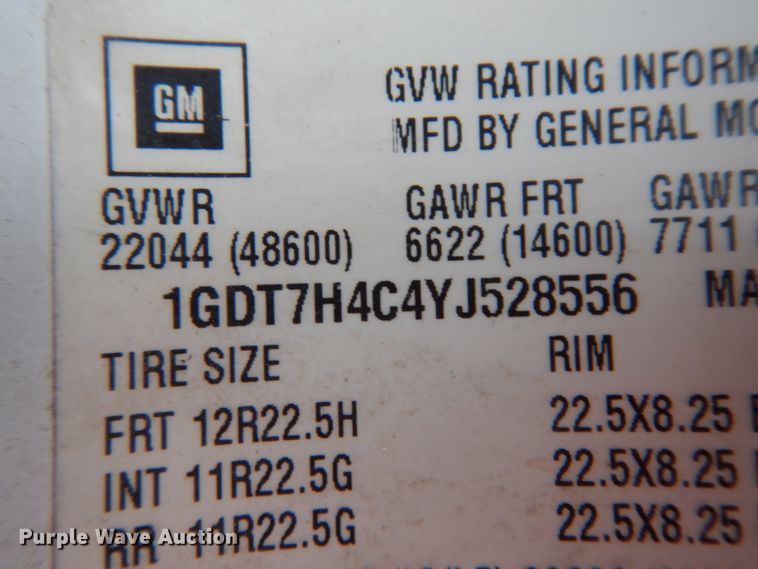 image for item DM2980 2000 GMC C7500  dump truck