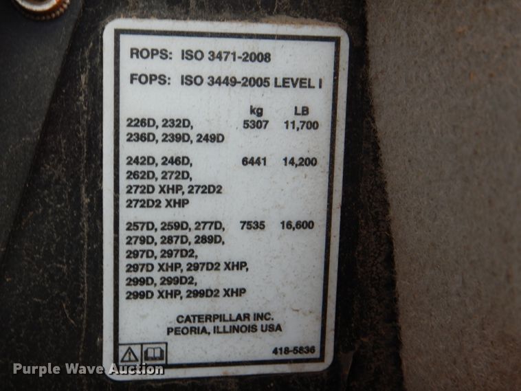 image for item DM3838 2016 Caterpillar 299D2 XHP  tracked skid steer loader