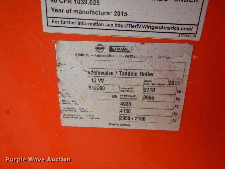 image for item DM3916 2015 Hamm HD13  double drum vibratory roller