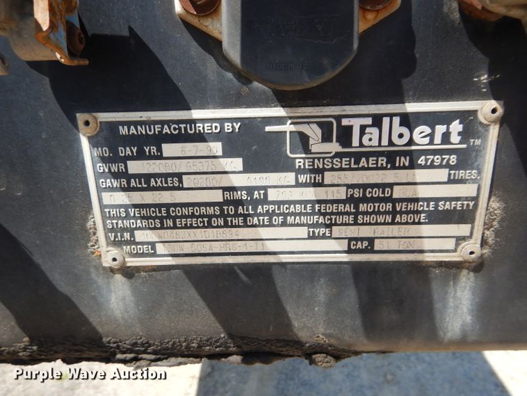 image for item DM4338 1999 Talbert T3DW-50SA-HRG-1-11  lowboy equipment trailer
