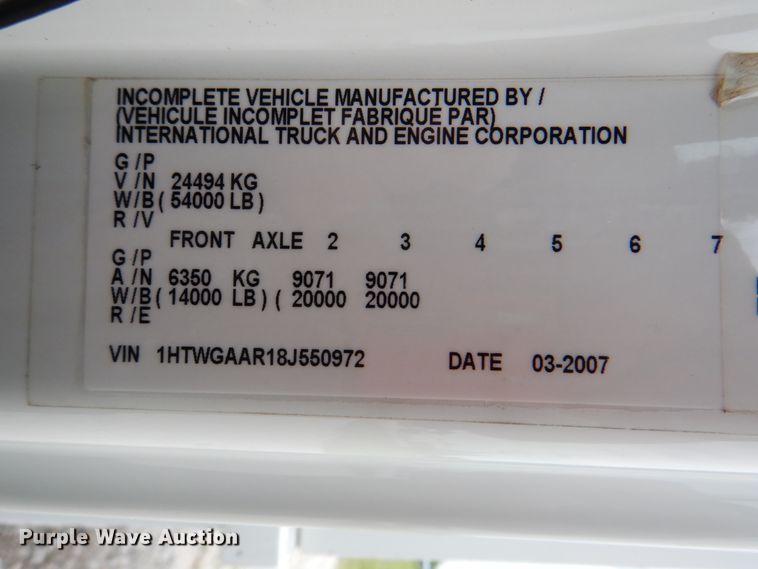 image for item HT9344 2008 International WorkStar 7400  pressure digger truck