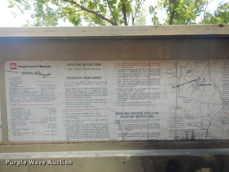 image for item IA9990 Ingersoll Rand P175WW  air compressor