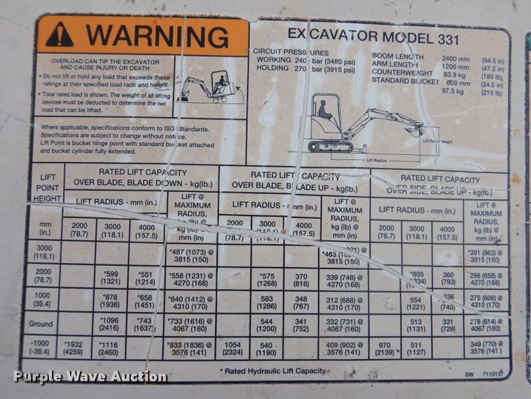 image for item IQ9741 2006 Bobcat 331  mini excavator