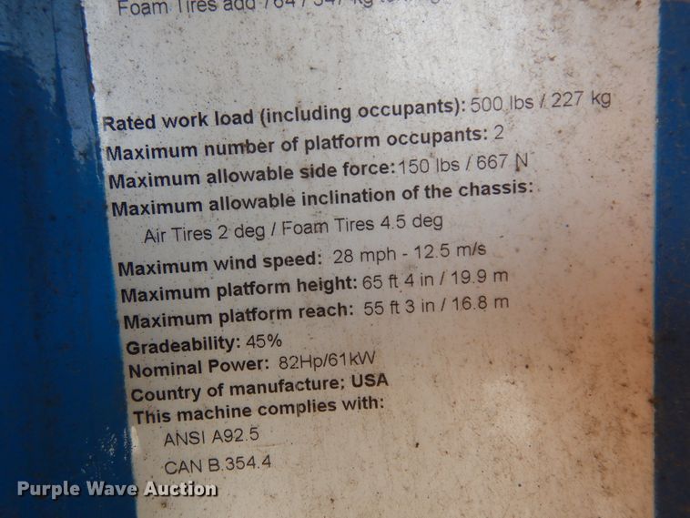 image for item KU9398 2005 Genie S65  boom lift