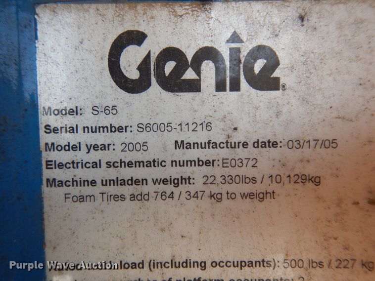 image for item KU9398 2005 Genie S65  boom lift