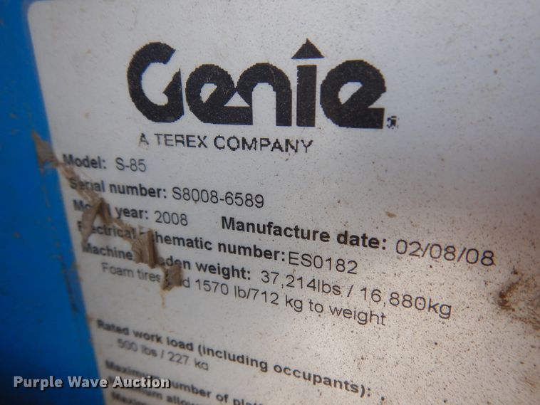 image for item KU9399 2008 Genie S85  boom lift