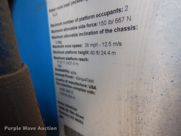 image for item KU9400 2006 Genie S80  boom lift