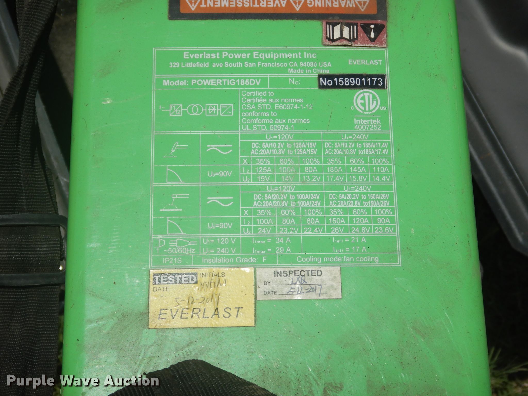 Everlast PowerTig 185DV welder in New Braunfels, TX Item ED9820 sold
