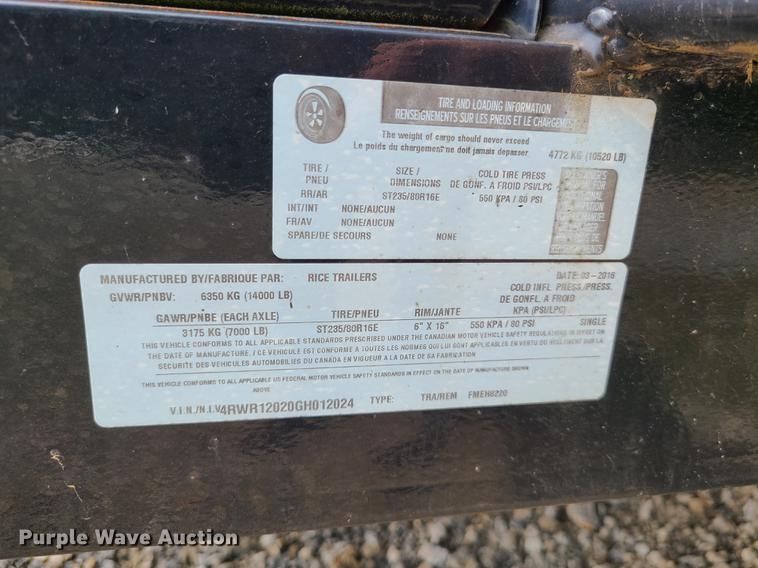 image for item DI6017 2016 Rice  equipment trailer