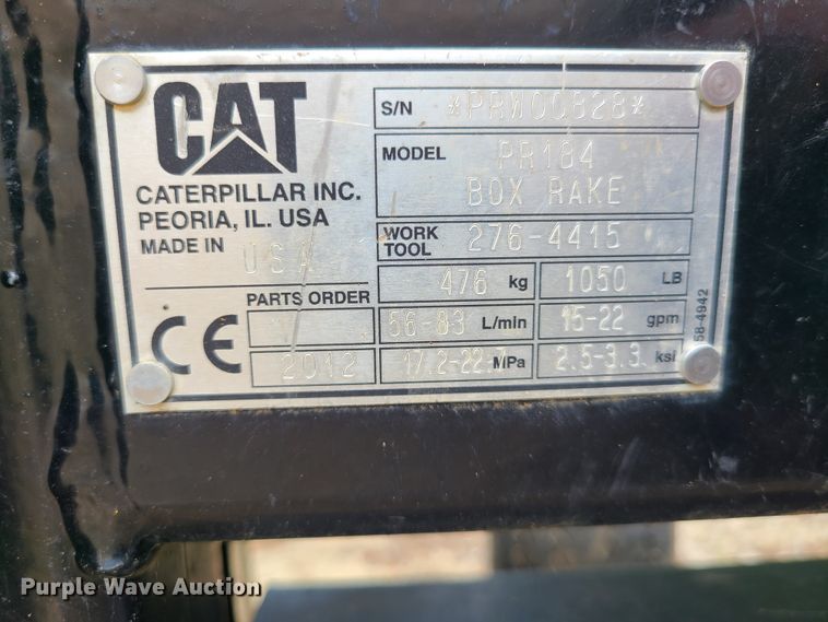 image for item DI6024 Caterpillar PR184  skid steer box rake