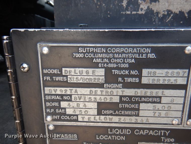 image for item DA5339 1993 Sutphen Deluge  pumper fire truck