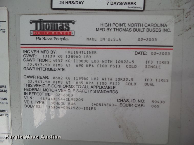 image for item DA7154 2004 Freightliner FS65  school bus