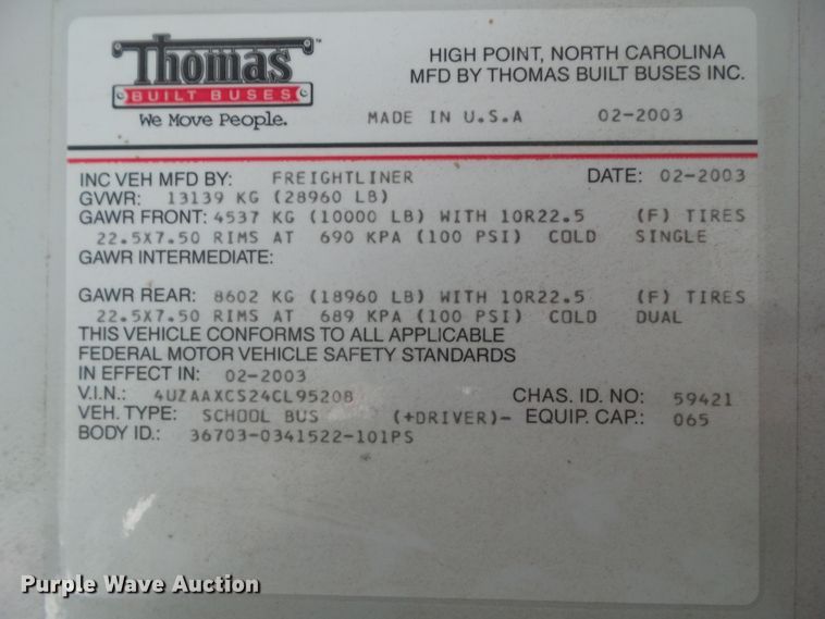 image for item DA7155 2004 Freightliner FS65  school bus