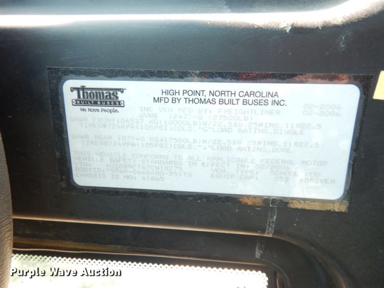 image for item DG0726 2007 Freightliner Thomas  school bus