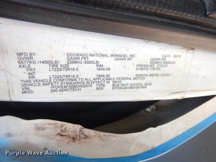 image for item DG0730 2011 Ford E450 Super Duty ElDorado  shuttle bus