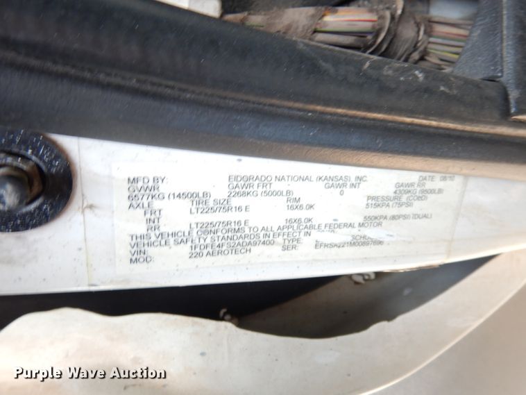 image for item DG0731 2010 Ford E450 Super Duty ElDorado  shuttle bus