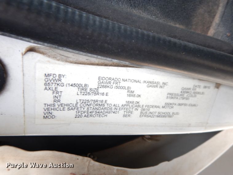 image for item DG0732 2010 Ford E450 Super Duty ElDorado  shuttle bus