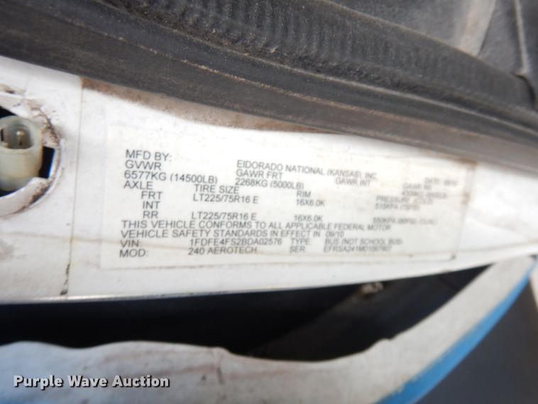 image for item DG0742 2011 Ford E450 Super Duty ElDorado  shuttle bus