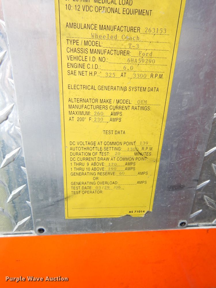 image for item DG0744 2006 Ford E450 Super Duty  ambulance