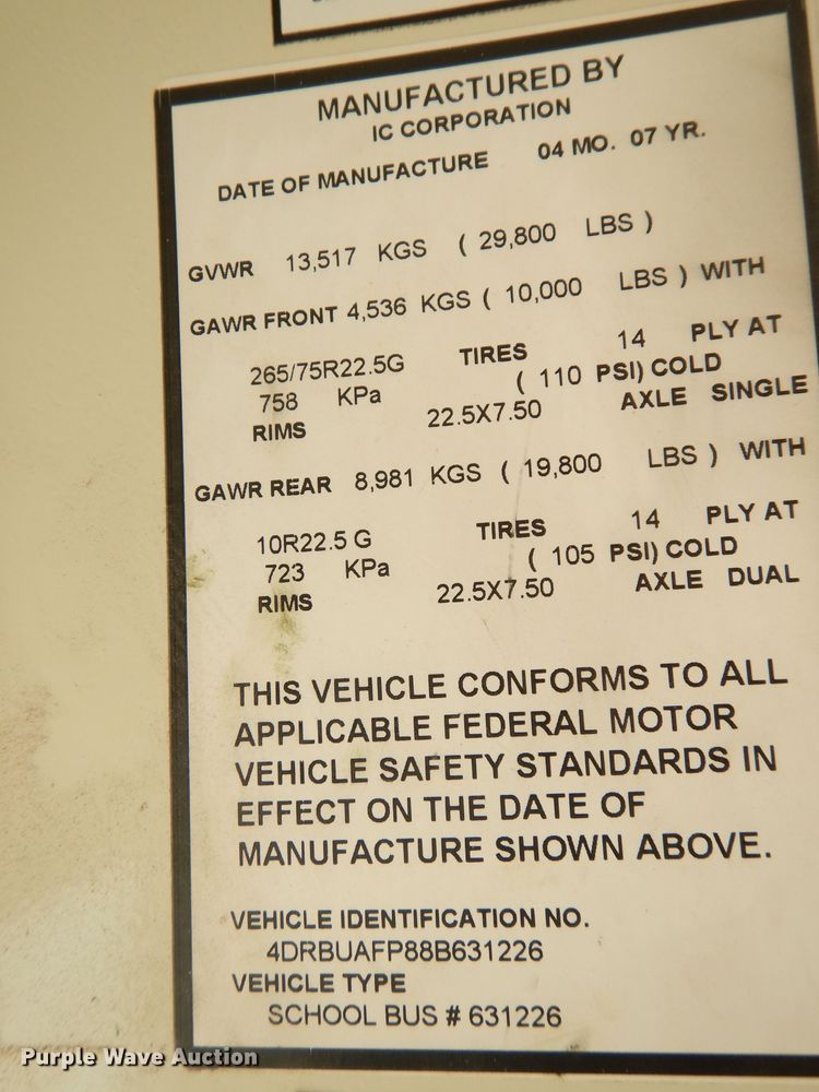 image for item DG0769 2008 International 3000  school bus