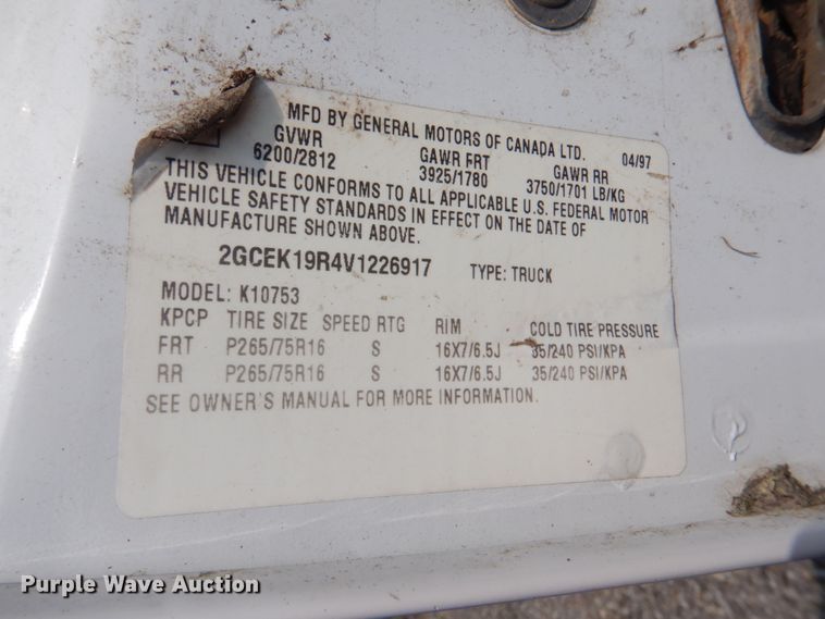 image for item DH2427 1997 Chevrolet K1500  Ext. Cab pickup truck