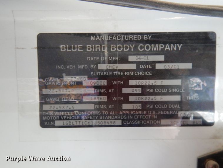 image for item DI6653 2002 Chevrolet Blue Bird  school bus