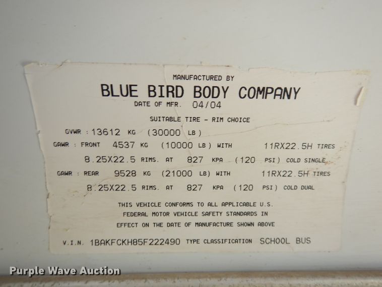 image for item DI6744 2005 Blue Bird Vision  school bus