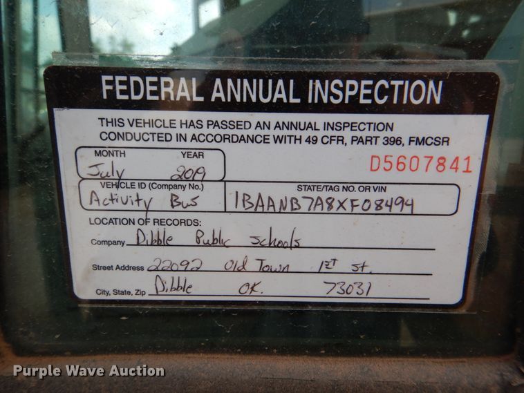 image for item DL0506 1999 Blue Bird All American RE  school bus