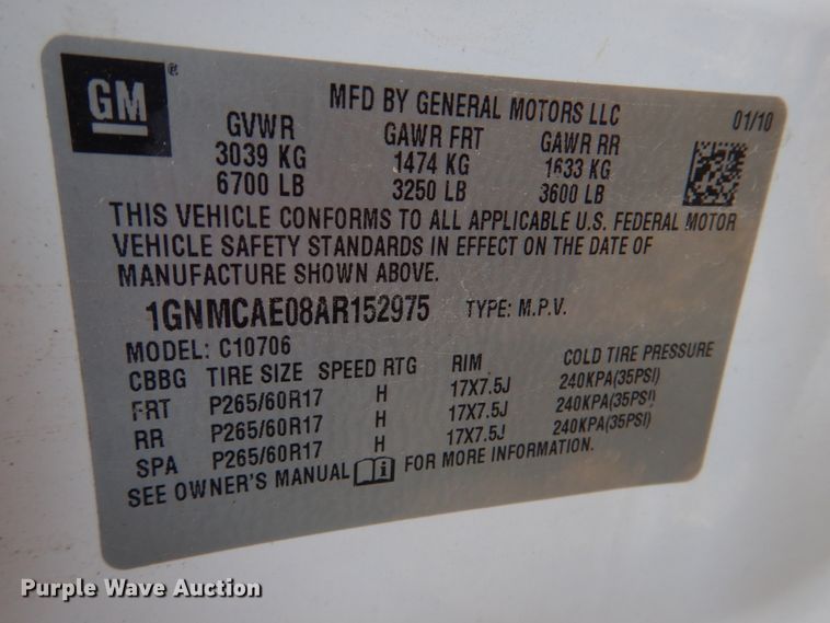 image for item DL0515 2010 Chevrolet Tahoe  SUV