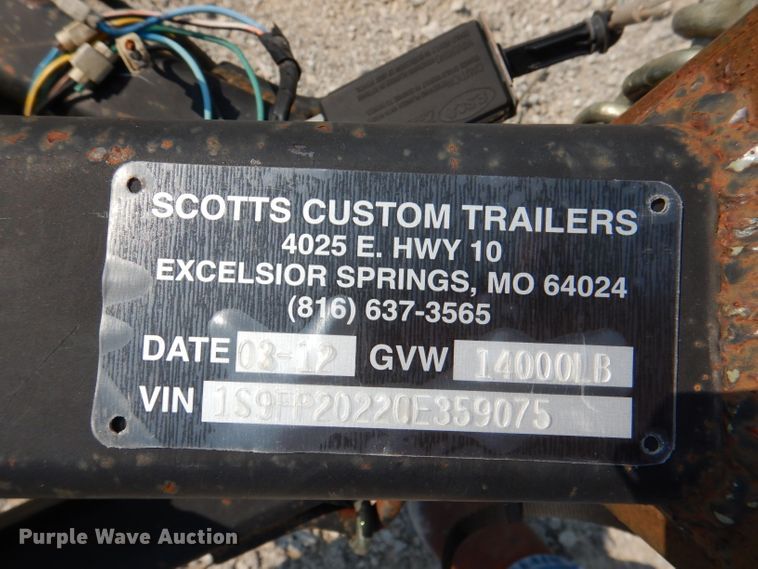 image for item DM0559 2012 Scott's Custom Trailers  equipment trailer